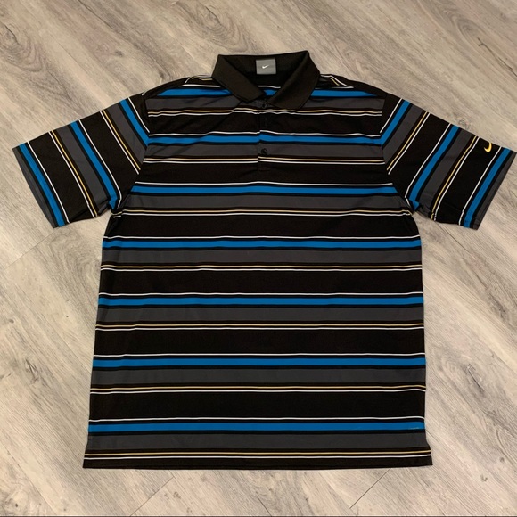 Men’s Nike (NIKE) Black, Blue, & Yellow Golf Shirt - Picture 2 of 6